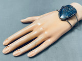 Huge Vintage Native American Navajo Sodalite Sterlign Silver Dark Patina Bracelet-Nativo Arts