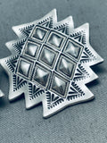 Hand Repoussed Diamonds Native American Navajo Sterling Silver Earrings-Nativo Arts