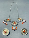 Native American One Of The Most Unique 14k Gold Marked Sterling Silver Coral Necklace-Nativo Arts