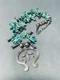 Rare Vintage Native American Navajo Turquoise Sterling Silver Squash Blossom Necklace-Nativo Arts