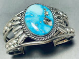 One Of The Best Lucid Blue Turquoise Vintage Navajo Sterling Silver Bracelet-Nativo Arts