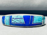 6 Inch Wrist Important Vintage Native American Navajo Turquoise Inlay Sterling Silver Bracelet-Nativo Arts