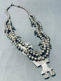 Important Yei Vintage Native American Navajo Sterling Silver Squash Blossom Necklace-Nativo Arts