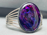 Very Rare Vintage Navajo Purple Abalone Shell Sterling Silver Bracelet-Nativo Arts
