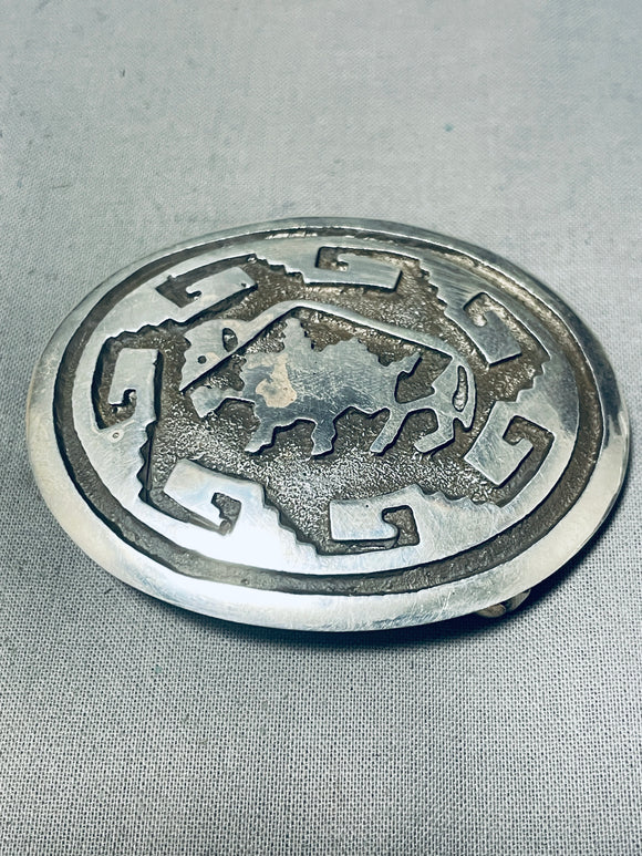 Cool Vintage Native American Navajo Rug Sterling Silver Buckle-Nativo Arts