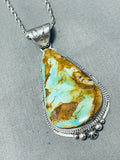Appealing Native American Navajo Royston Turquoise Sterling Silver Necklace-Nativo Arts