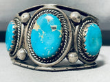 Mary Chavez Vintage Native American Navajo Cripple Creek Turquoise Sterling Silver Bracelet-Nativo Arts