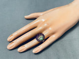 One Of The Most Unique Vintage Gaspiite Sterling Silver Inlay Ring