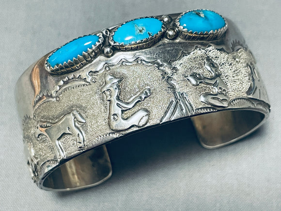 Native Desert Campfire Vintage Native American Navajo Turquoise Sterling Silver Bracelet-Nativo Arts