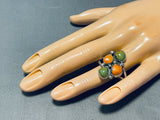 One Of A Kind Vintage Native American Navajo 2 Royston Turquoise 2 Spiny Sterling Silver Ring-Nativo Arts