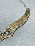 Most Unique Vintage Native American Navajo Onyx Gold Sterling Silver Necklace-Nativo Arts