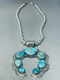 Jaws To The Floor Vintage Native American Navajo Turquoise Naja Sterling Silver Necklace-Nativo Arts