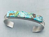7 Inch Wrist Sleek Vintage Native American Navajo Turquoise Sterling Silver Bracelet-Nativo Arts