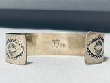 One Of The Most Unique Vintage Native American Navajo Turquoise Inlay Sterling Silver Bracelet-Nativo Arts