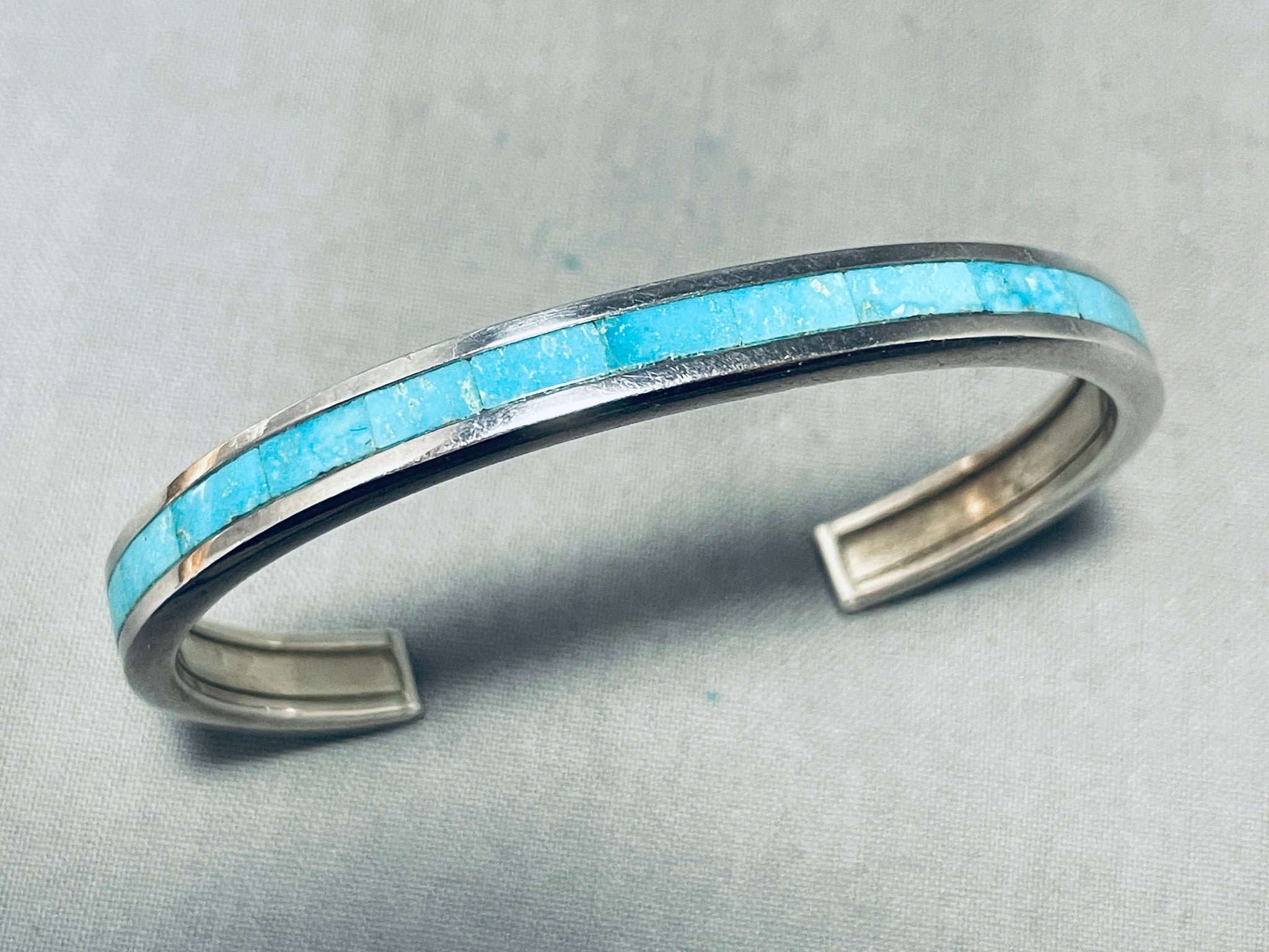 Brilliant Blue Turquoise and Sterling Silver cheapest Bangle Bracelet.