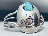 Spider And Turquoise Vintage Native American Navajo Sterling Silver Bracelet Cuff-Nativo Arts