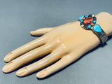 Dazzling Native American Navajo Signed Blue Gem Turquoise Sugulite Spiny Silver Bracelet-Nativo Arts