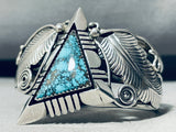 Lone Moutnain Turquoise!! Focal Point Vintage Native American Navajo Sterling Silver Bracelet-Nativo Arts