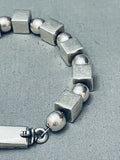 Native American Advanced Silver Work! Vintage Handmade Cubed Sterling Silver Link Bracelet-Nativo Arts