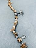 Incredible Vintage Native American Navajo Animal Sterling Silver Brown Stone Necklace-Nativo Arts