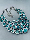 One Of Most Incredible Ever Vintage Native American Navajo Turquoise Sterling Silver Necklace-Nativo Arts
