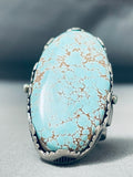 Jerman Vandever Vintage Native American Navajo #8 Turquoise Sterling Silver Ring 30 G-Nativo Arts