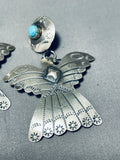 Yazzie Thunderbird Vintage Native American Navajo Sterling Silver Earrings-Nativo Arts