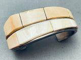 One Of The Best 6 Inch Wrist Vintage Tan Stone Inlay Sterling Silver Bracelet-Nativo Arts