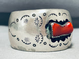 Gasp! Huge Chunky Coral Vintage Native American Navajo Sterling Silver Bracelet-Nativo Arts