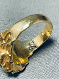 Heavy 14k Gold Vintage Native American Navajo Morenci Turquoise Ring-Nativo Arts
