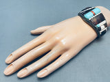 Somebody Famous Vintage Native American Navajo Turquoise Inlay Sterling Silver Bracelet-Nativo Arts