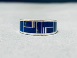 Noteworthy Vintage Native American Navajo Lapis Sterling Silver Signed Ring-Nativo Arts