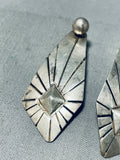 Gorgeous Vintage Native American Navajo Sterling Silver Repousse Earrings-Nativo Arts