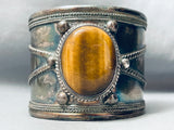 142 Grams Huge Vintage Southwest Tiger's Eye Sterling Silver Bracelet-Nativo Arts