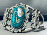 Cripple Creek Turquoise!! Vintage Native American Navajo Sterling Silver Bracelet-Nativo Arts