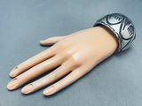 96 Gram Vintage Navajo Swirl Wave Sterling Silver Hand Tooled Bracelet-Nativo Arts