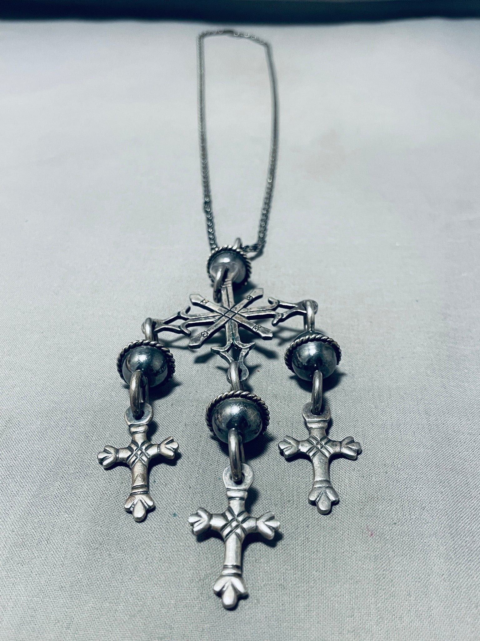 Vintage silver store cross necklace