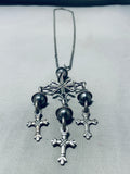 One Of A Kind Vintage Native American Navajo Sterling Silver Cross Necklace-Nativo Arts