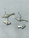 Adorable Vintage Native American Navajo Sterling Silver Bird Frog Earrings-Nativo Arts