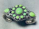 Native American Outstanding Vintage Navajo Gaspeite Sterling Silver Cluster Bracelet-Nativo Arts