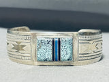 Important Cut Out Geomtrics Vintage Native American Navajo Turquoise Sterling Silver Bracelet-Nativo Arts