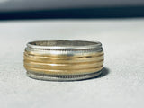 Amazing Vintage Native American Navajo Sterling Silver & 14k Gold Ring Signed V.hicks-Nativo Arts