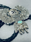 Eye-catching Native American Navajo Royston Turquoise Sterling Silver Kachina Bolo Signed-Nativo Arts
