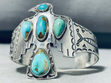 Astounding Vintage Native American Navajo Royston Turquoise Sterling Silver Thunderbird Bracelet-Nativo Arts