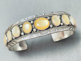 Amazing Vintage Native American Navajo Yellow Pearl Sterling Silver Bracelet-Nativo Arts