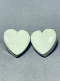 Lovely Vintage Native American Navajo Gaspeite Sterling Silver Heart Earrings-Nativo Arts