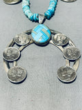 Mind-blowing Navajo/ Sioux Turquoise & Usa Coin Sterling Silver Necklace