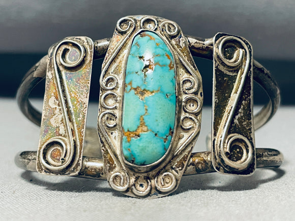 Blue Bird Turquoise Mine!! Rare Vintage Native American Navajo Sterling Silver Bracelet-Nativo Arts