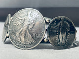 Native American Very Old Coinv Vintage Buffalo Sterling Silver Bracelet-Nativo Arts