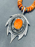 Rare Vintage Santo Domingo Orange Shell Sterling Silver Necklace